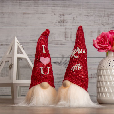 Northlight 11.5in Lighted Red Knit 'Kiss Me' Hat Valentines Day Gnome