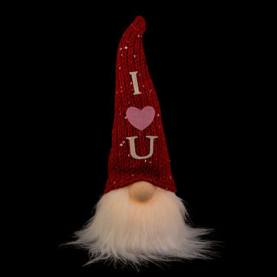 Northlight 11.5in Knitted 'I Heart You' Hat Led Lighted Valentines Day Gnome