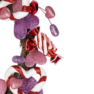 Northlight 16in Pink And Purple Candies And Hearts Valentine'S Day Wreath