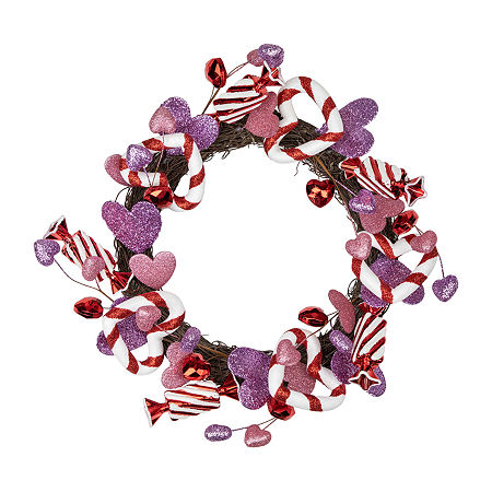 Northlight 16in Pink And Purple Candies And Hearts Valentine'S Day Wreath, One Size, Pink