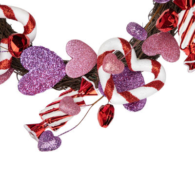 Northlight 16in Pink And Purple Candies And Hearts Valentine'S Day Wreath