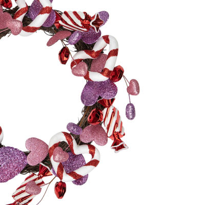 Northlight 16in Pink And Purple Candies And Hearts Valentine'S Day Wreath