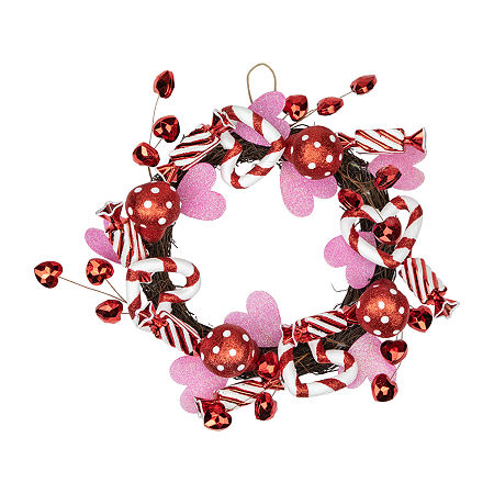 Northlight 16in Red And White Candies And Hearts Valentine'S Day Wreath, One Size, Red