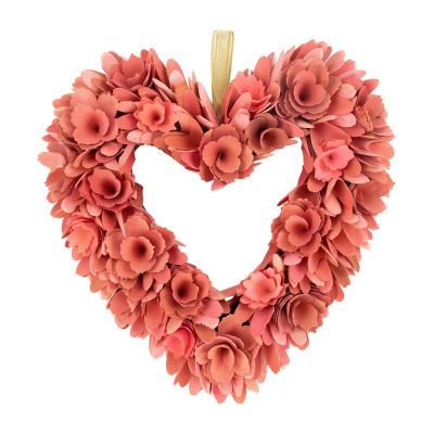 Glitzhome Heart Shaped Hearts & Berry Wreath, Color: Red - JCPenney
