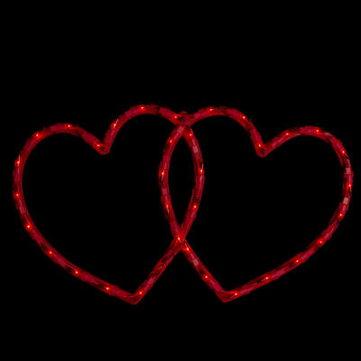 Northlight 17in Lighted Red Double Heart Window Silhouette Decoration Valentines Day Yard Art