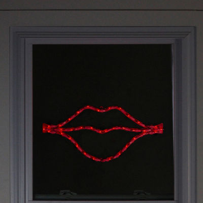 Northlight 17.5in Lighted Red Lips Window Silhouette Decoration Valentines Day Yard Art