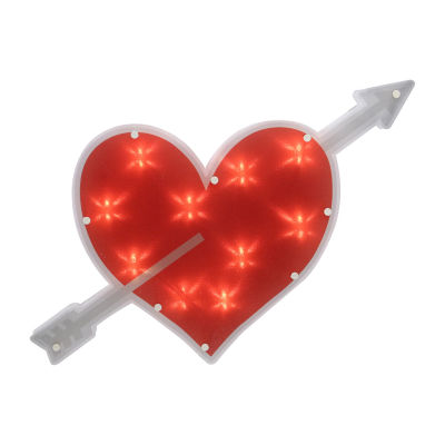 Northlight 18in Lighted Red Heart With Arrow Window Silhouette Decoration Valentines Day Holiday Yard Art