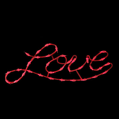 Northlight 17in Lighted Red Love Script Window Silhouette Decoration Valentines Day Holiday Yard Art
