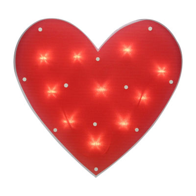 Northlight 14.25in Lighted Red Heart Window Silhouette Decoration Valentines Day Holiday Yard Art