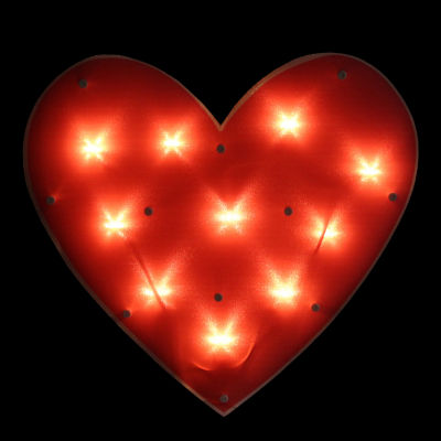 Northlight 13in Lighted Shimmering Red Heart Window Silhouette Decoration Valentines Day Holiday Yard Art