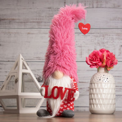 Northlight 18in Pink And Red Fuzzy 'Love' Valentines Day Gnome