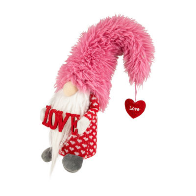Northlight 18in Pink And Red Fuzzy 'Love' Valentines Day Gnome
