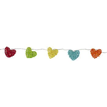 10-Count Colorful Hearts Valentines Day Indoor String Lights