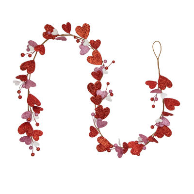 Northlight 6ft Red And Pink Hearts Christmas Indoor Garland
