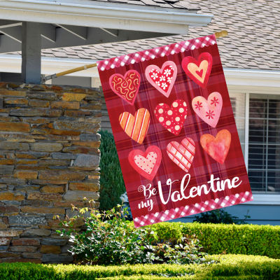 Northlight 28in X 40in Plaid And Heart Outdoor House Flag Valentines Day Holiday Yard Art