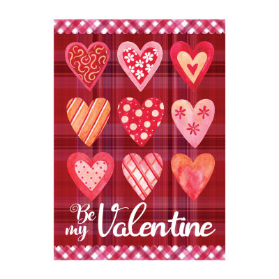 Northlight 28in X 40in Plaid And Heart Outdoor House Flag Valentines Day Holiday Yard Art