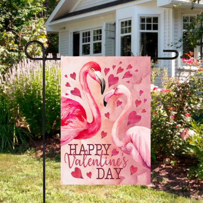 Northlight 12.5in X 18in Happy Flamingo Outdoor Garden Flag Valentines Day Holiday Yard Art