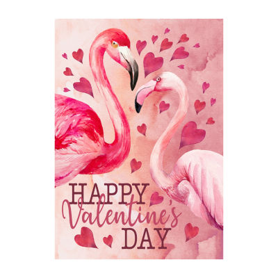 Northlight 12.5in X 18in Happy Flamingo Outdoor Garden Flag Valentines Day Holiday Yard Art