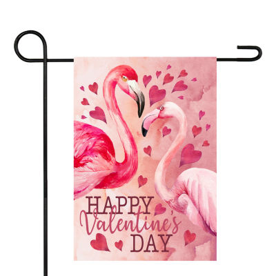 Northlight 12.5in X 18in Happy Flamingo Outdoor Garden Flag Valentines Day Holiday Yard Art
