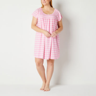 Adonna Womens Plus Short Sleeve Crew Neck Nightgown JCPenney