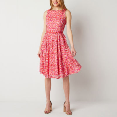 Danny & Nicole Sleeveless Floral Lace Fit + Flare Dress