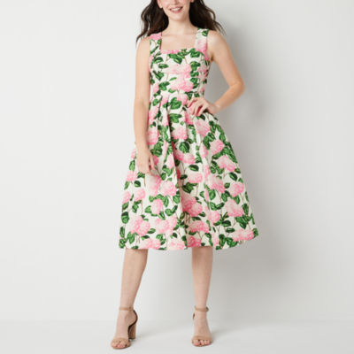 Danny & Nicole Sleeveless Floral Midi Fit + Flare Dress