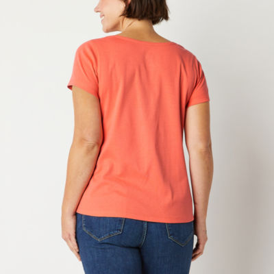 St. John's Bay Womens Crew Neck Short Sleeve Adaptive Easy-on + Easy-off Sensory Friendly T-Shirt