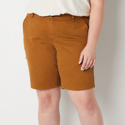 a.n.a Womens Mid Rise 10" Chino Short-Plus