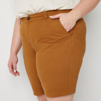 a.n.a Womens Mid Rise 10" Chino Short-Plus