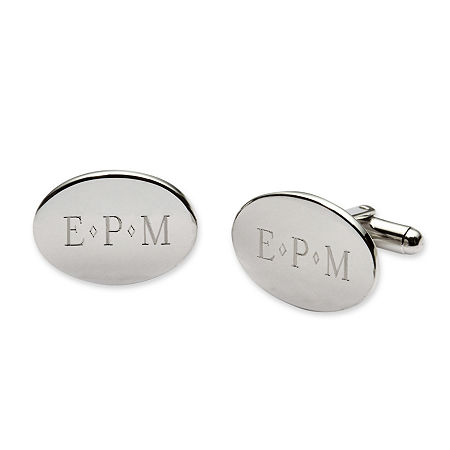 Personalized Oval Cuff Links, One Size, White