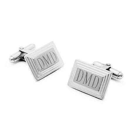 Engravable Stair Rectangular Cufflinks, One Size, Multiple Colors