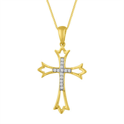Women's Diamond-Accent 10K Gold Cross Pendant Necklace