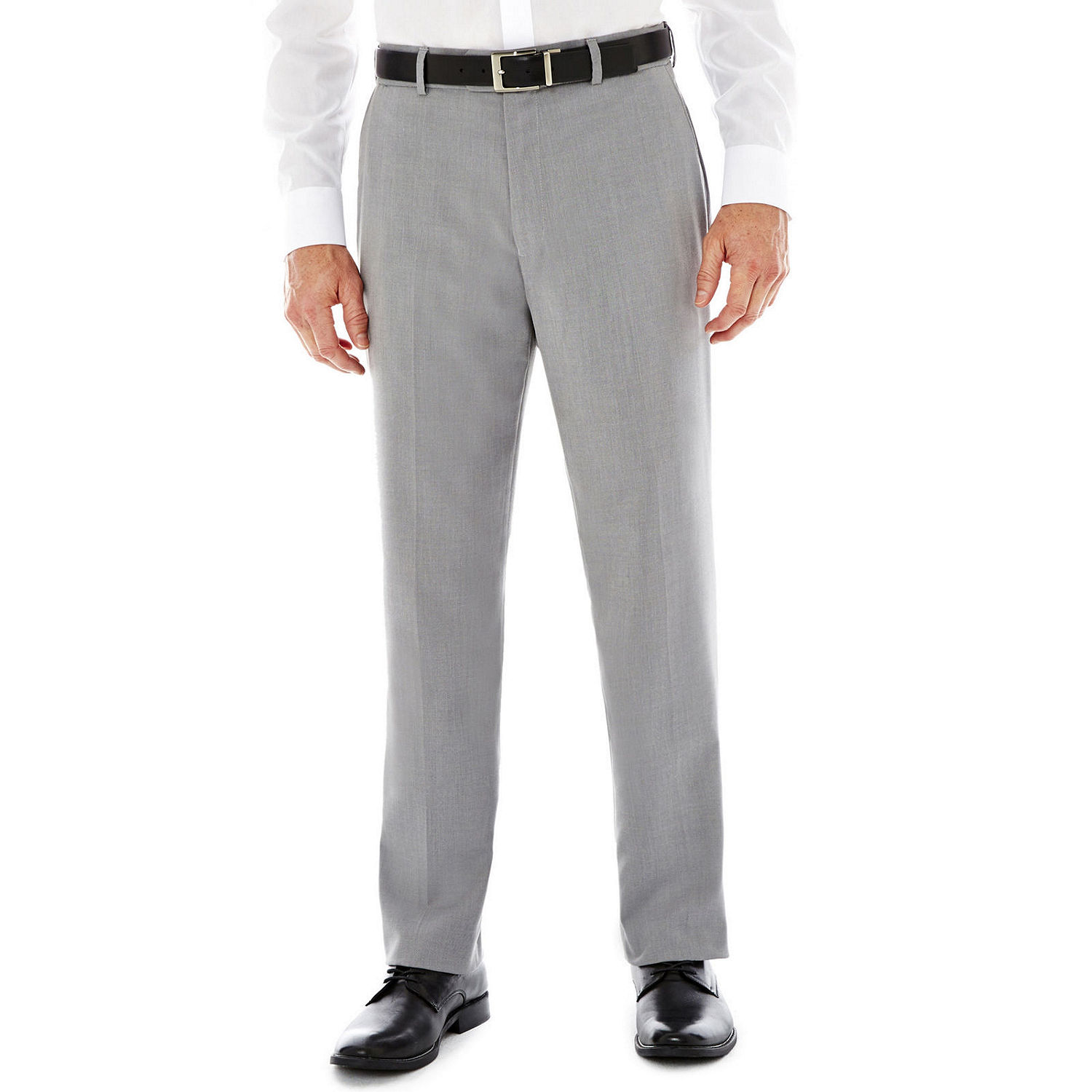 Stafford® Travel Flat-Front Sharkskin Dress Pants - Classic, Color: Mid ...