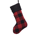 Glitzhome Plaid With Rug Hooked Bear Christmas Stocking