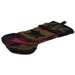 Glitzhome Plaid With Rug Hooked Bear Christmas Stocking