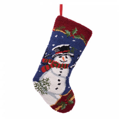 Glitzhome Snowman Hooked Christmas Stocking