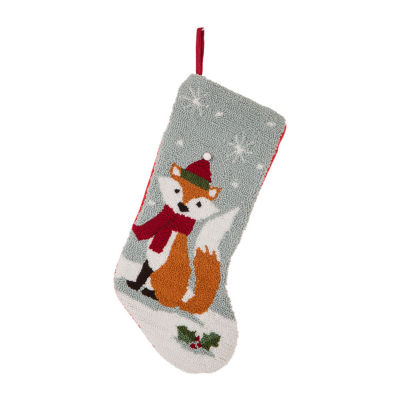 Glitzhome Fox Hooked Christmas Stocking