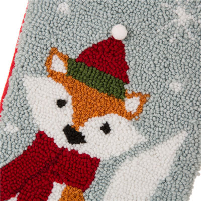 Glitzhome Fox Hooked Christmas Stocking