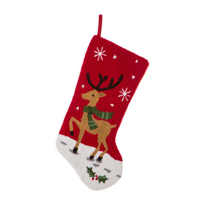 Glitzhome Reindeer Hooked Christmas Stocking