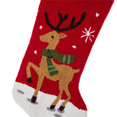 Glitzhome Reindeer Hooked Christmas Stocking