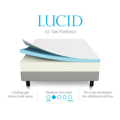 LUCID 10" Dual Layer Gel Memory Foam Mattress in a Box