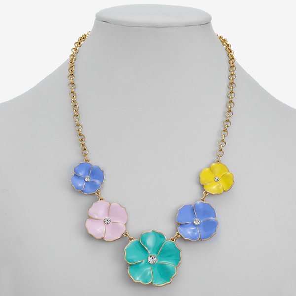 Liz Claiborne 17 Inch Rolo Flower Collar Necklace