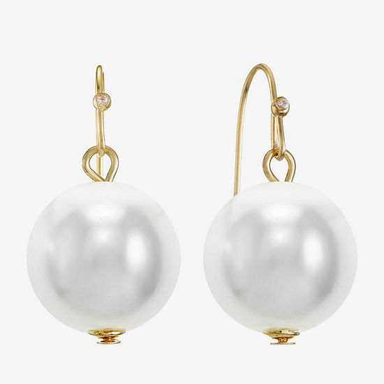 Liz Claiborne Simulated Pearl Ball Drop Earrings