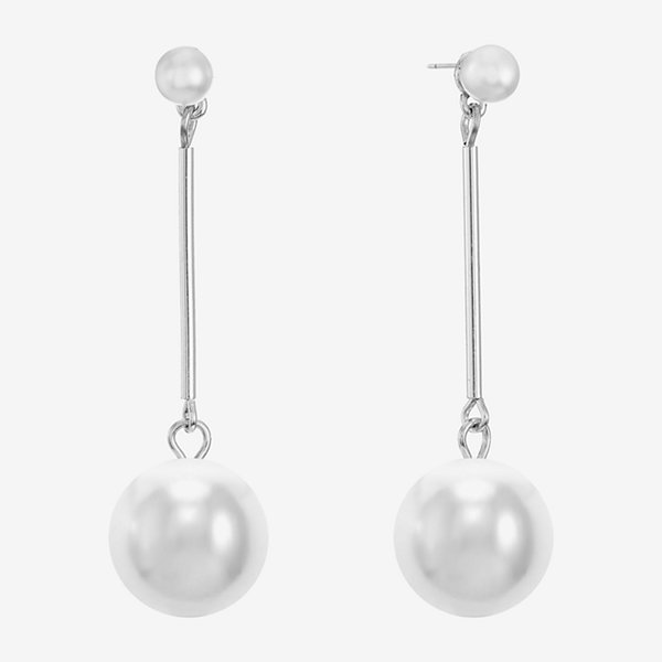Liz Claiborne Simulated Pearl Ball Drop Earrings