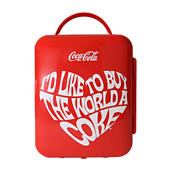 Coca-Cola Love 1971 Series 4L Personal Mini Cooler, 6 Can Beverage Portable  Cooler/ Fridge for Travel, Red 