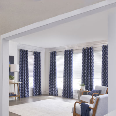 Max Blackout Prescott Grommet Top Embroidered 100% Blackout Single Curtain Panel