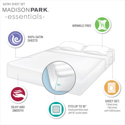 Madison Park Essentials Solid Satin 6-pc. Sheet Set