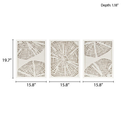 Madison Park Solana Abstract Coastal Shadowbox 3-pc. Framed Wall Art Set