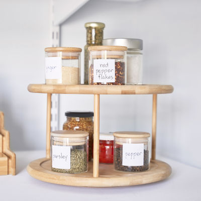 Home Expressions 10" Double Bamboo Rotating Tray