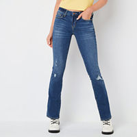 Arizona Stretch Fabric Womens Mid Rise Bootcut Jean, 1 Long, Blue